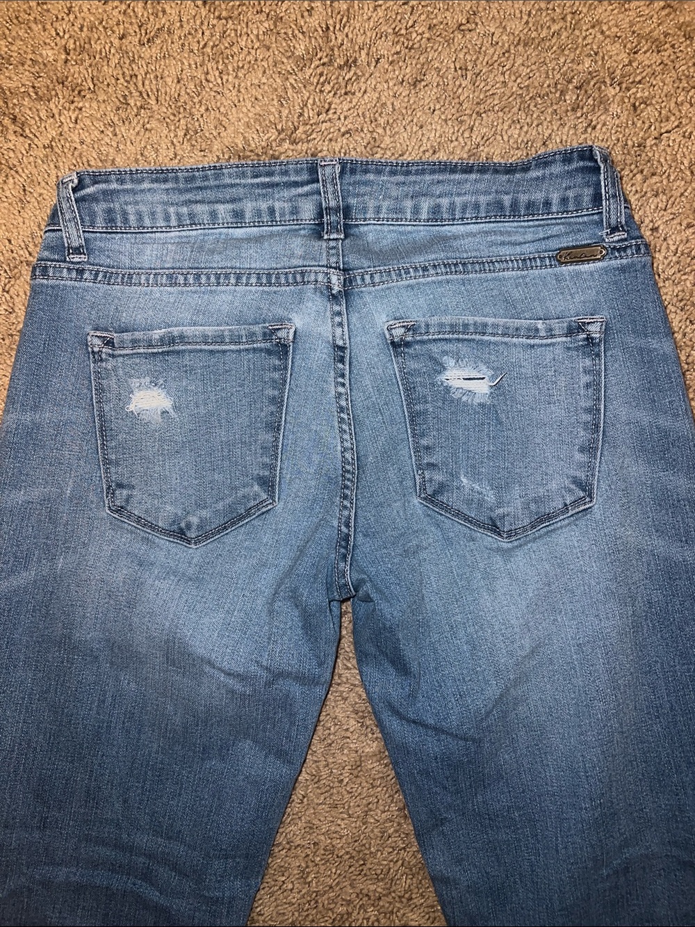 Distressed Women's Blue Jeans - Classic Mid Wash - Picture 6 of 6